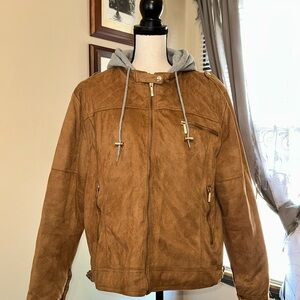 Yoki Tan Jacket with Gray Hood